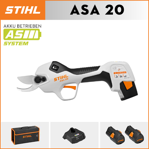 STIHL ASA20*1, litijeva baterija*2, škatla za shranjevanje*1, rezalna glava*1, polnilec*1